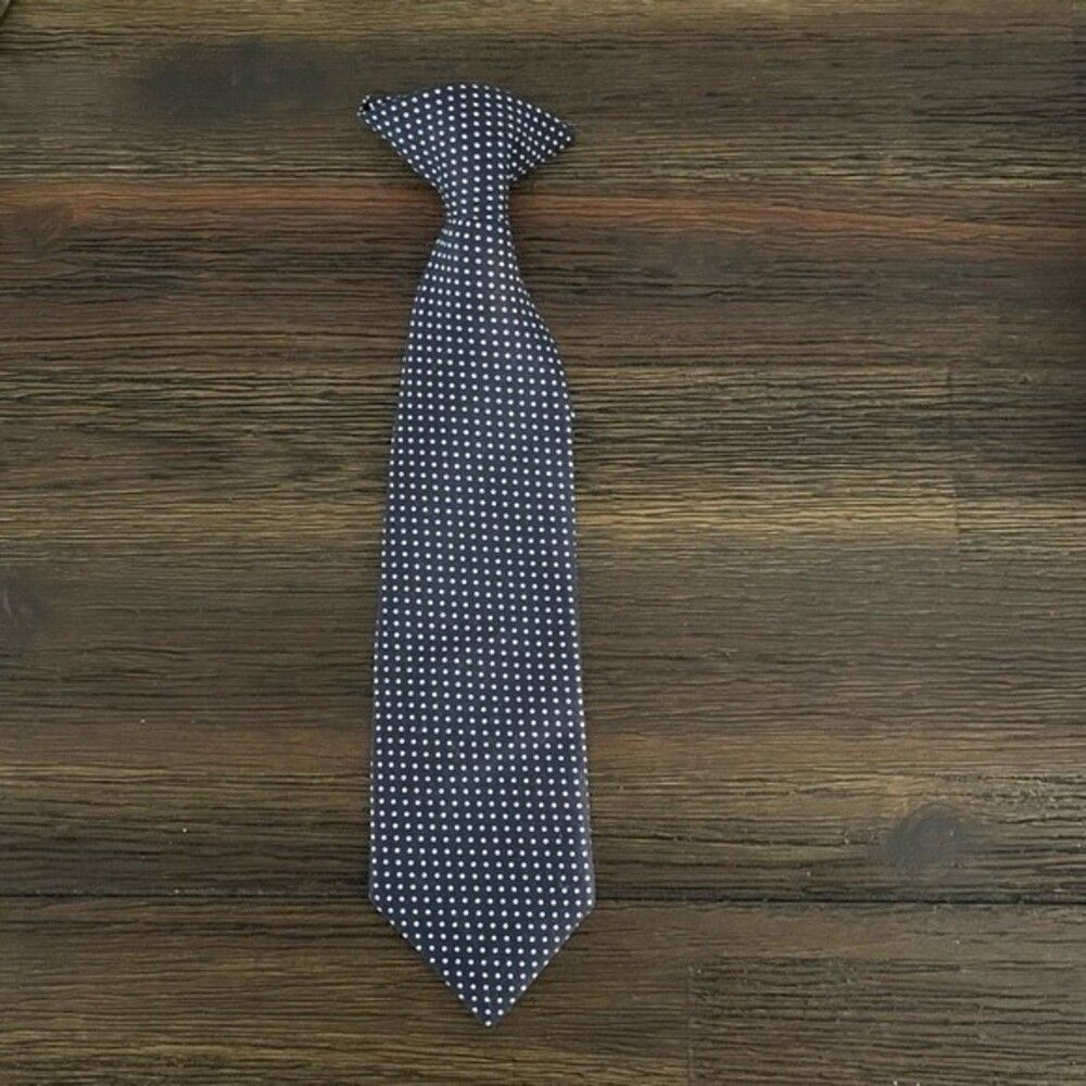 Boys Blue and White Polka Dot Clip on Neck Tie 10”